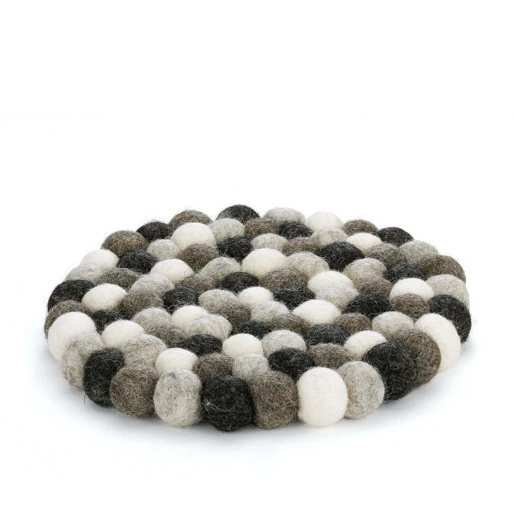 Podkładka pod gorące naczynia, śred. 21 cm, owcza wełna, szara