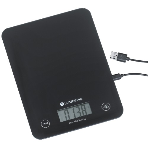 Wlektroniczna waga kuchenna, ładowana przez USB, 21,5 x 16 cm, czarna