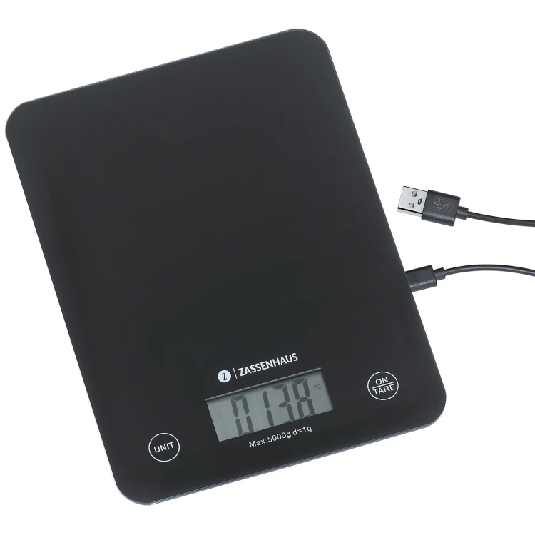 Wlektroniczna waga kuchenna, ładowana przez USB, 21,5 x 16 cm, czarna