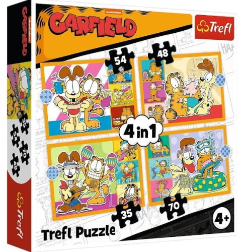 Puzzle 4w1 Garfield kocha lazanię - Trefl