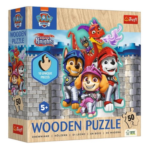 Puzzle 50 Drewniane Konturowe Przygody z Psim Patrolem - Trefl