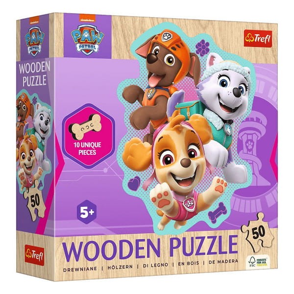 Puzzle 50 Drewniane Konturowe Wesoła gromadka piesków - Trefl
