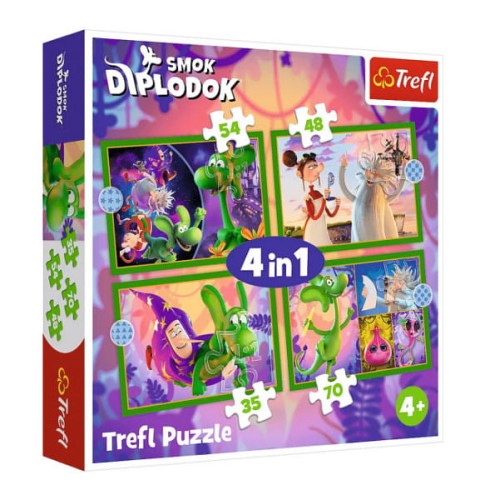 Puzzle 4w1 Świat Smoka Diplodoka - Trefl