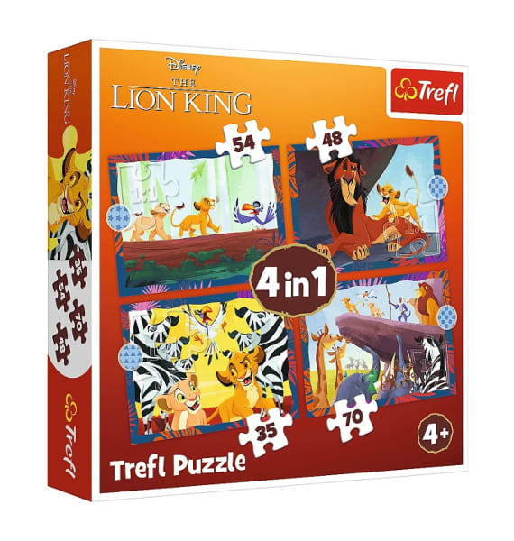 Puzzle 4w1 Odważny Król Lew - Trefl