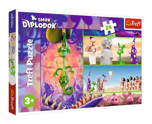 Puzzle 24 maxi Ciekawski Smok Diplodok - Trefl