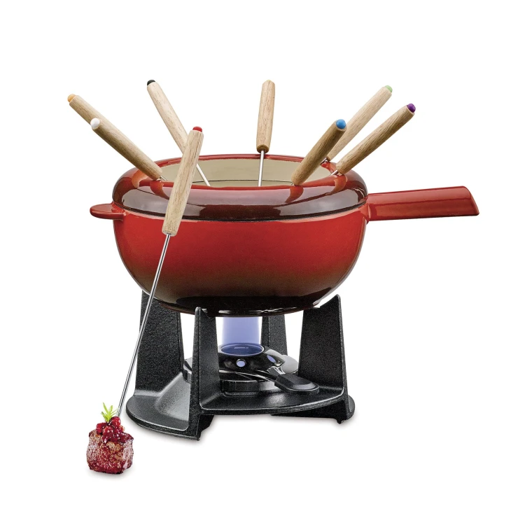 zestaw do fondue serowego, dla 8 os., 2,0 l, żeliwo, czerwony