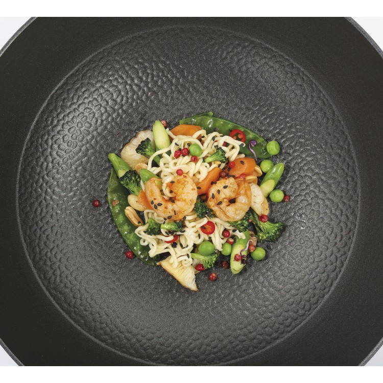 Wok żeliwny z powłoką nieprzywierającą, śred. 28 cm, czarny