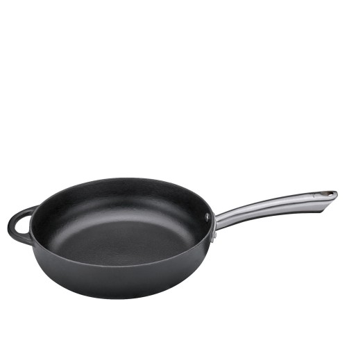 Wysoka patelnia żeliwna, śred. 28 cm, czarna