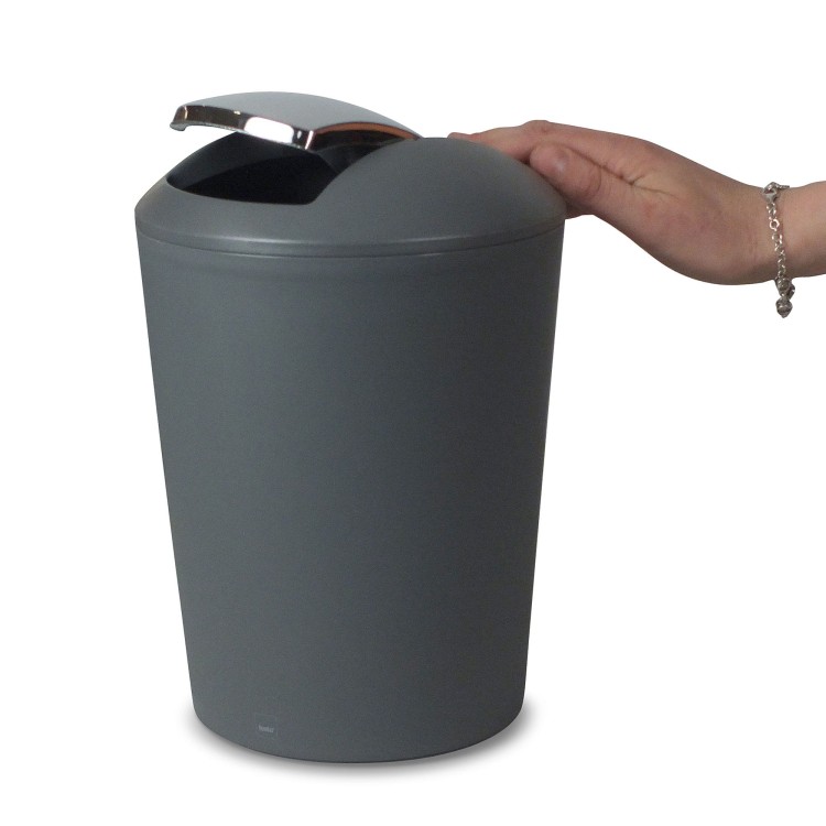 Kosz na śmieci łazienkowy, 5,0 l, szary