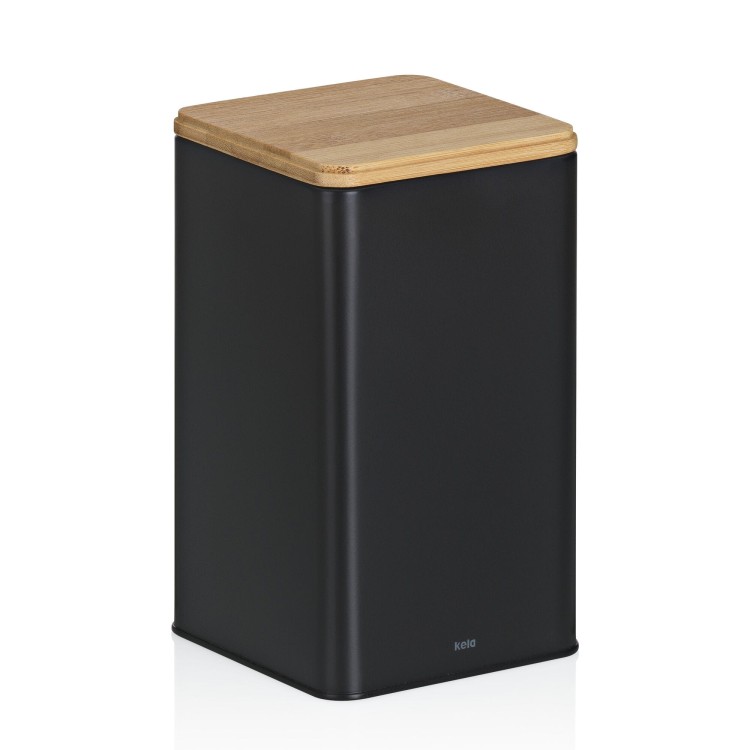 Pojemnik kuchenny, metal/bambus, 1,6 l, 11,5 x 11,5 x 19 cm
