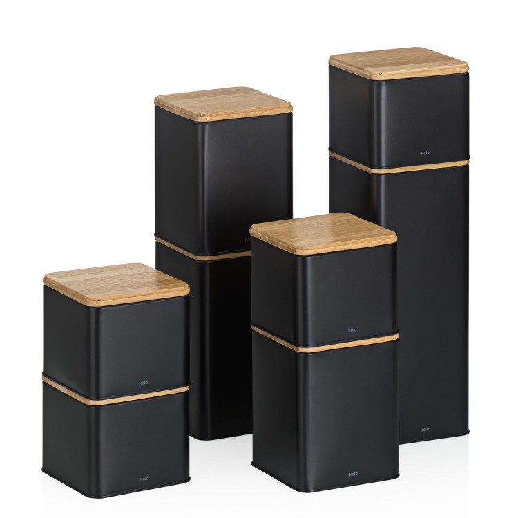 Pojemnik kuchenny, metal/bambus, 1,6 l, 11,5 x 11,5 x 19 cm