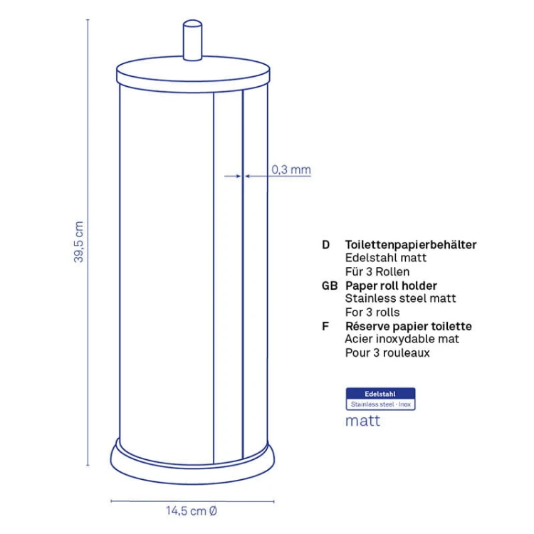 Pojemnik na papier toaletowy, 39,5 cm