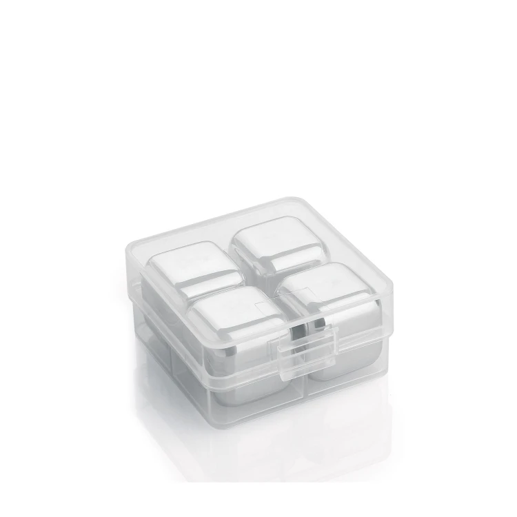 Stalowe kostki chłodzace w pudełku, 4 szt., 2,5 x 2,5 x 2,5 cm