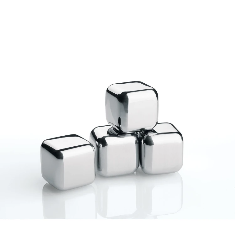 Stalowe kostki chłodzace w pudełku, 4 szt., 2,5 x 2,5 x 2,5 cm