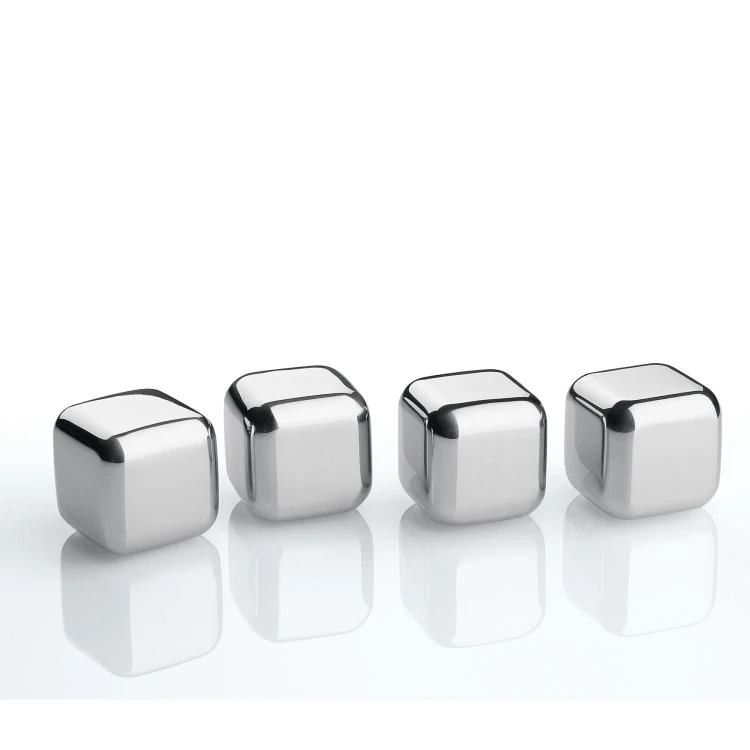 Stalowe kostki chłodzace w pudełku, 4 szt., 2,5 x 2,5 x 2,5 cm