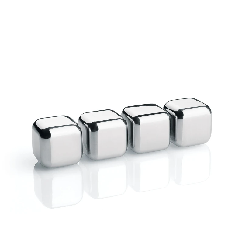 Stalowe kostki chłodzace w pudełku, 4 szt., 2,5 x 2,5 x 2,5 cm