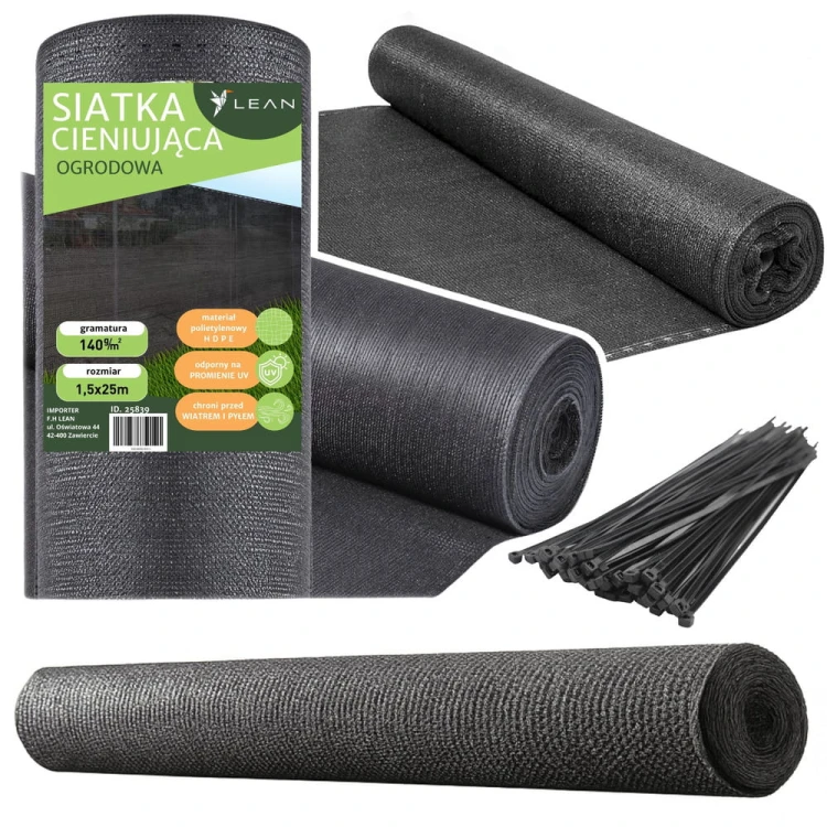 Siatka Cieniująca Na Ogrodzenie Płot Maskująca Szara 1.5M 25M 140g/m²