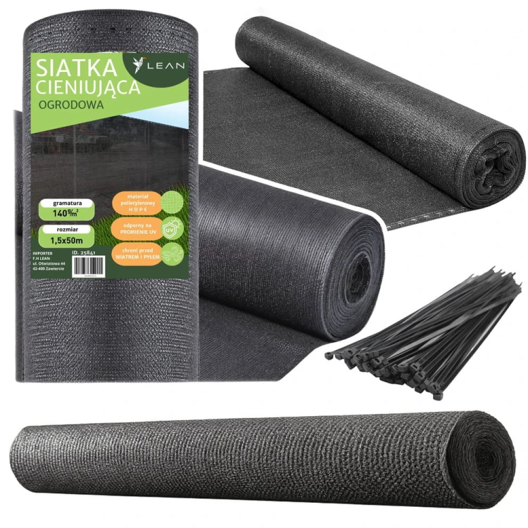 Siatka Cieniująca Na Ogrodzenie Płot Maskująca Szara 1.5M 50M 140g/m²