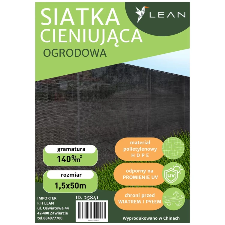 Siatka Cieniująca Na Ogrodzenie Płot Maskująca Szara 1.5M 50M 140g/m²