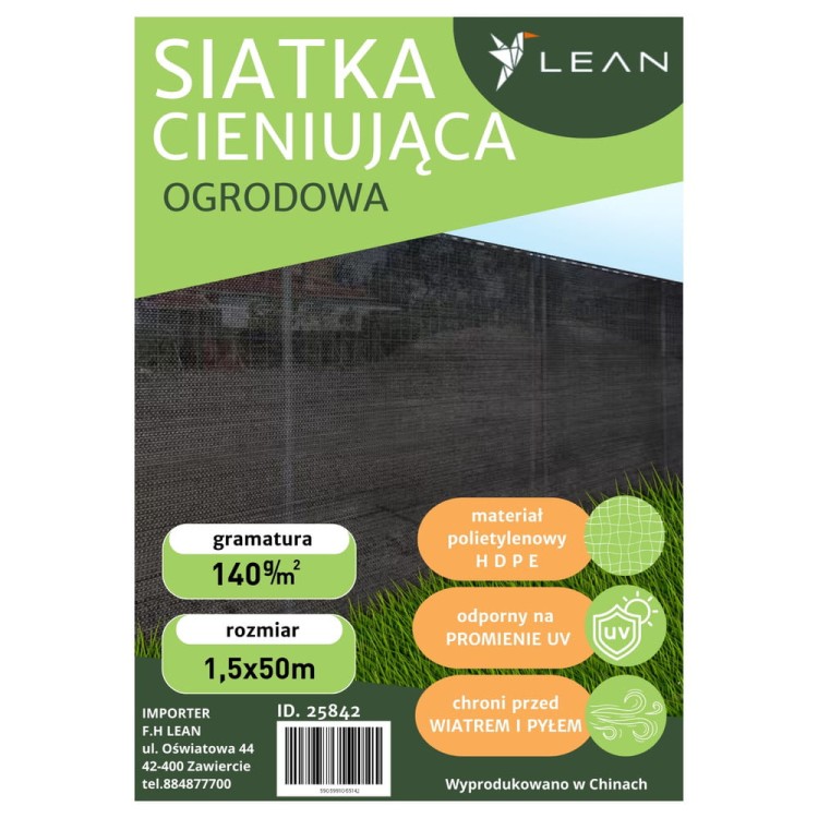Siatka Cieniująca Na Ogrodzenie Płot Maskująca Zielona 1.5M 50M 140g/m²