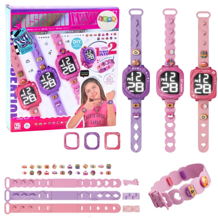 Zegarek DIY Dla Dzieci Wymienne Opaski Regulowane Koraliki Ozdobne