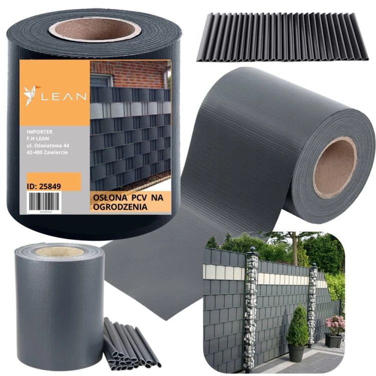 Taśma Ogrodzeniowa Ochrona UV 20 Klipsów Szara 450 g/m² 19x35m