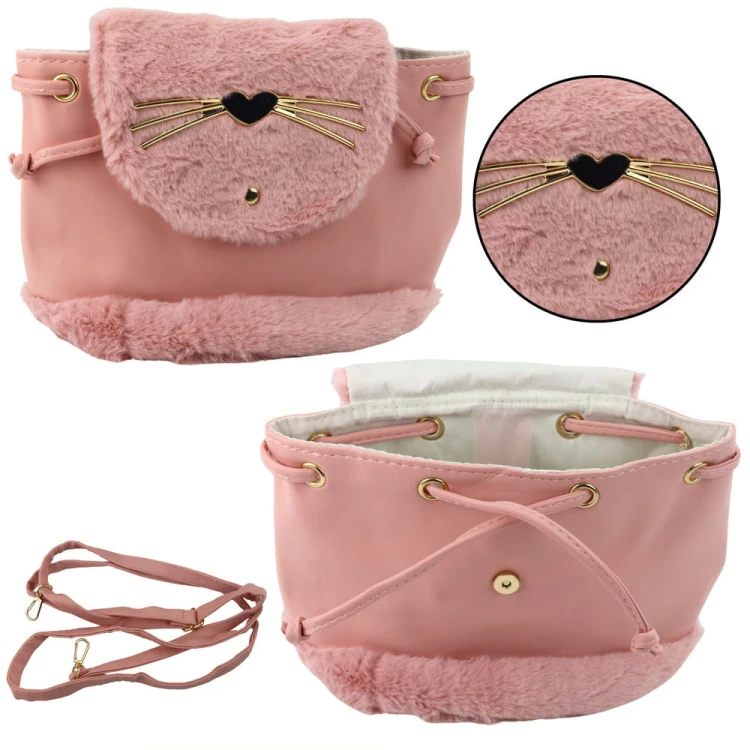 Plecak Dziecięcy Pluszowy Uszy Regulowany Pasek Różowy 22cm 4L