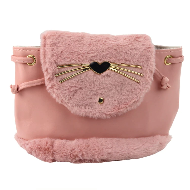 Plecak Dziecięcy Pluszowy Uszy Regulowany Pasek Różowy 22cm 4L