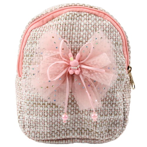 Plecak Dziecięcy Pleciony Kokarda Króliczek Różowy 21cm 2L