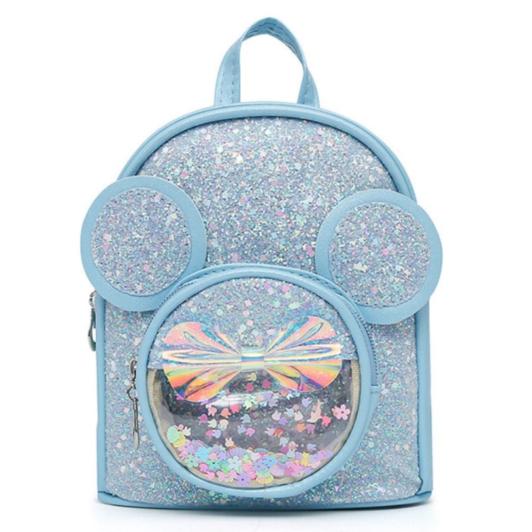 Plecak Dziecięcy Z Cekinami Myszka Uszy Niebieski 22cm 3L