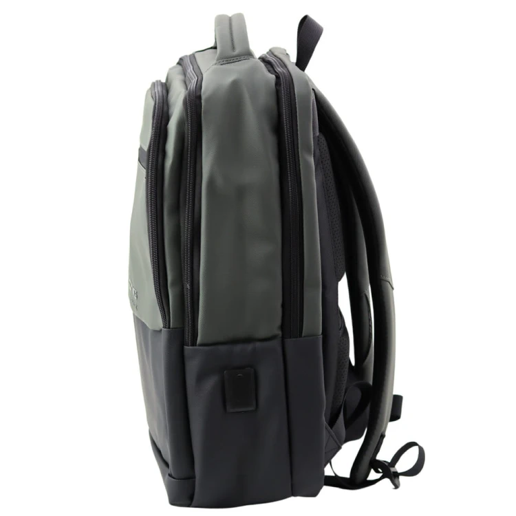 Plecak Miejski Biznesowy USB Kieszeń Na Laptopa Czarno Szary 16L 41cm