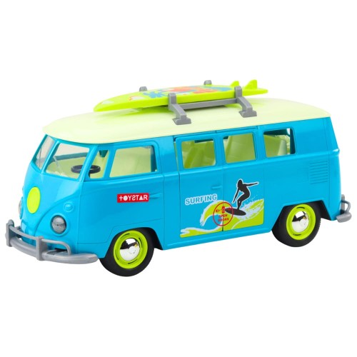 Samochód Surfer Van Bus Deska Surfingowa Światła Dźwięki Turkusowy