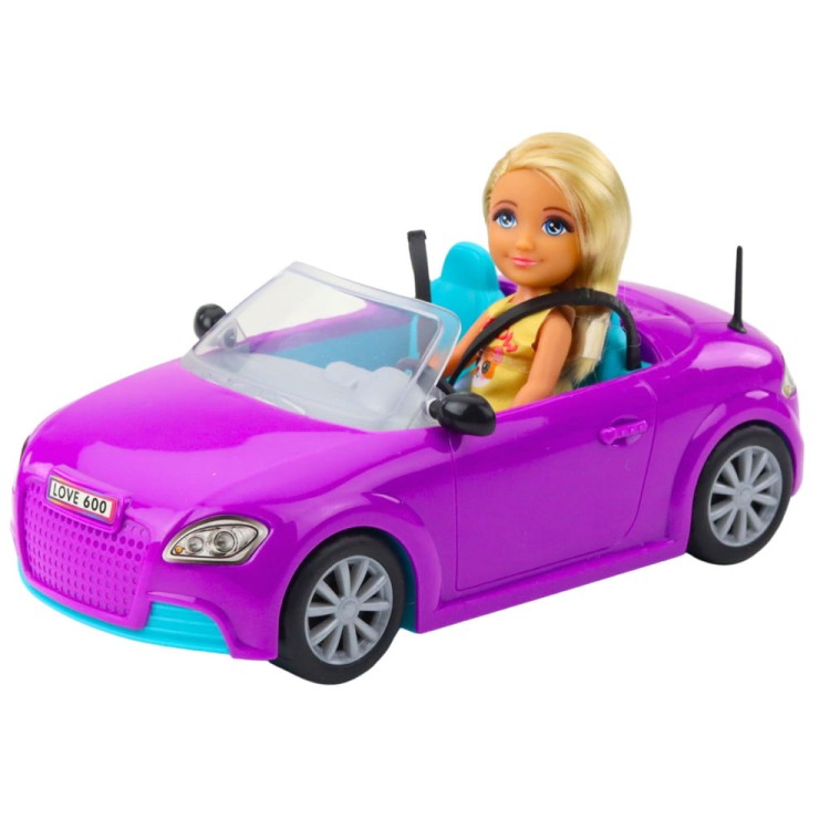 Zestaw Mini Laleczka Ankiki Samochód Kabriolet Fioletowy
