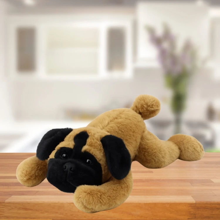 Pluszowa Maskotka Przytulanka Pies Mops Leżący Brązowy 40cm