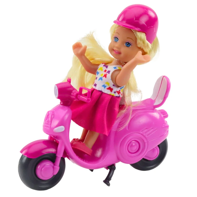 Zestaw Mini Laleczka Lalka Skuter Kask Różowy