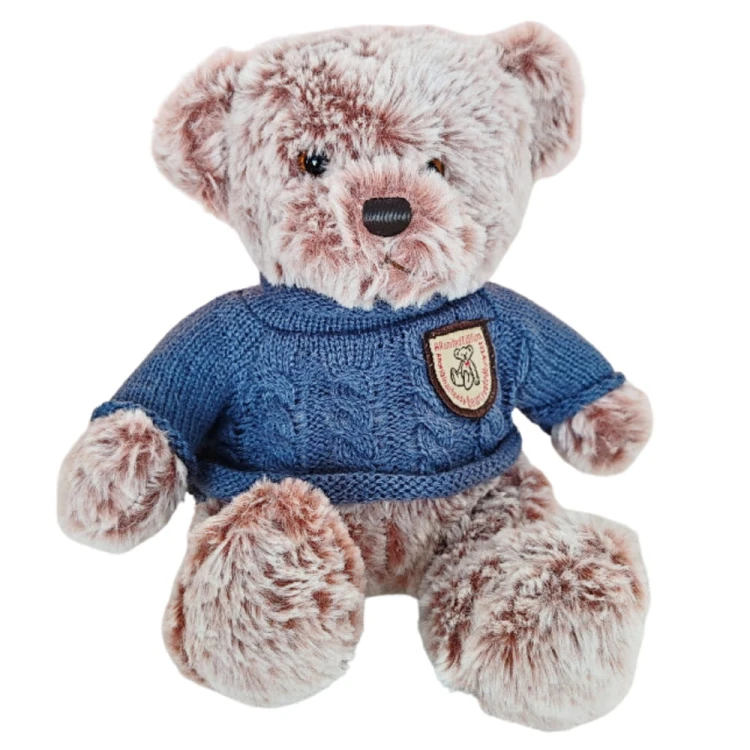 Pluszowa Maskotka Przytulanka Miś Szary Niebieski Sweterek 21cm