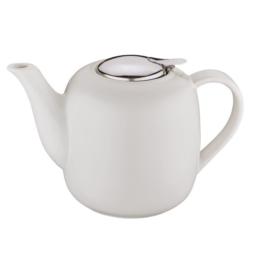 Dzbanek do herbaty, z zaparzaczem, ceramika/stal nierdzewna, 1,5 l, biały