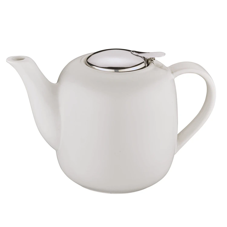 Dzbanek do herbaty, z zaparzaczem, ceramika/stal nierdzewna, 1,5 l, biały